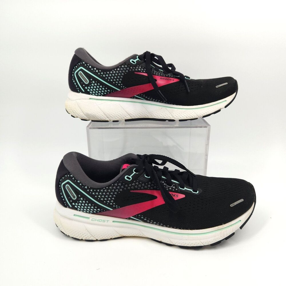 Brooks Ghost 14 Shoes Womens Size 9.5 Black Pink Teal 1203561B013